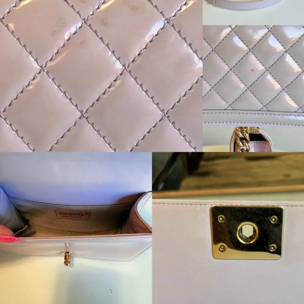 💎✨RARE✨💎 Authentic Chanel Small Boy Patent Quilted Pattern Bag - Picture 8 of 9